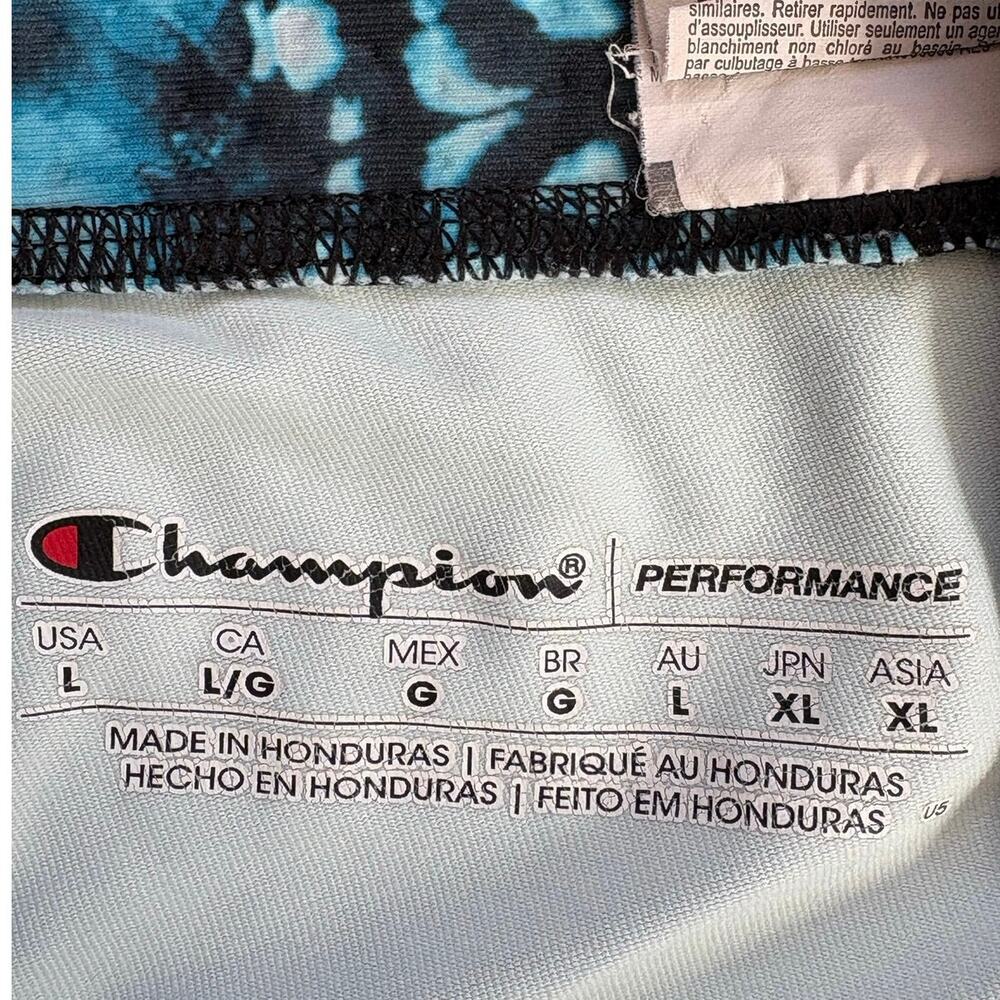 Champion Women's Size Large L Blue Black Tie Dye Ankle Length Pants Leggings - Picture 4 of 4